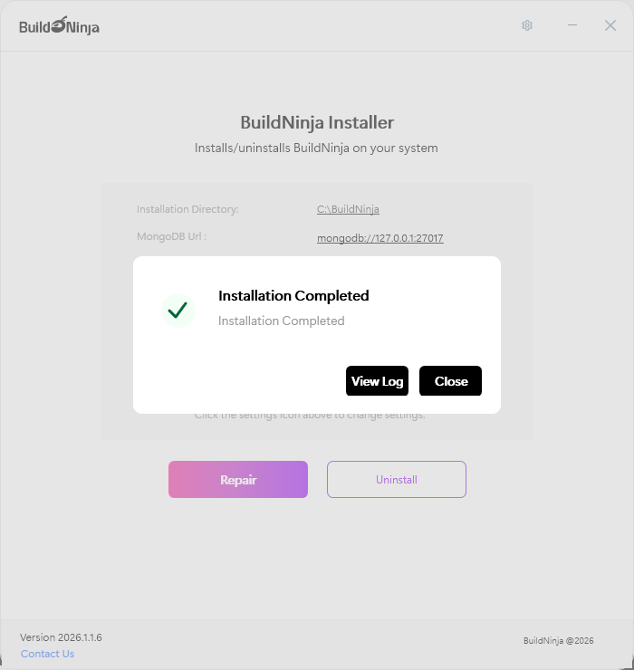 build-ninja-agent-installer-installation-completed-message