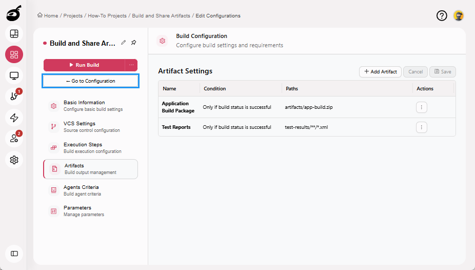 how-to-artifacts-go-to-configuration-button