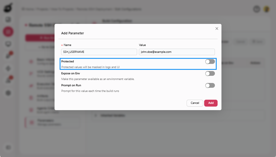 how-to-docker-add-paramter-protected-button