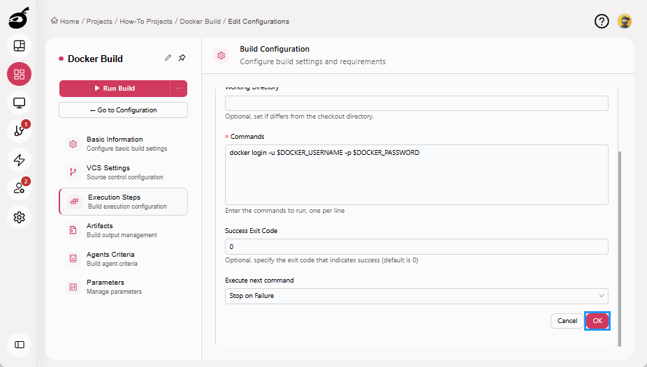 how-to-docker-auth-add-execution-step-ok-button