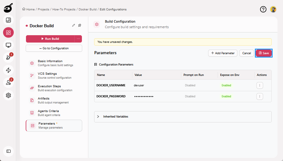 how-to-docker-parameter-save-button