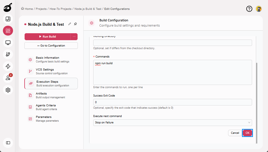 how-to-node-build-add-execution-step-ok-button