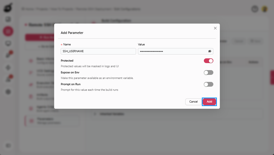how-to-ssh-add-paramter-add-button