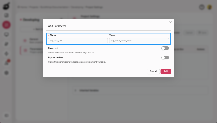 project-add-parameter-name-value