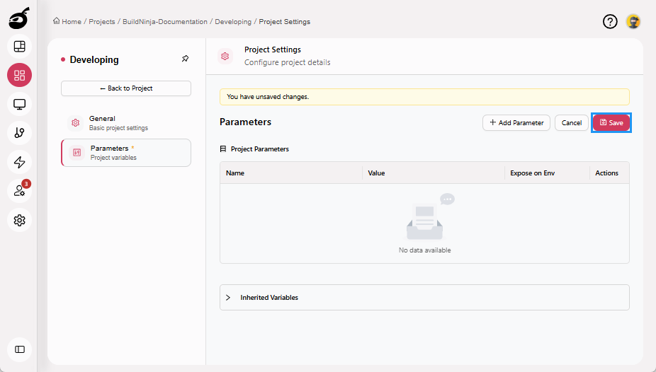 project-edit-project-parameters-tab-delete-save-button